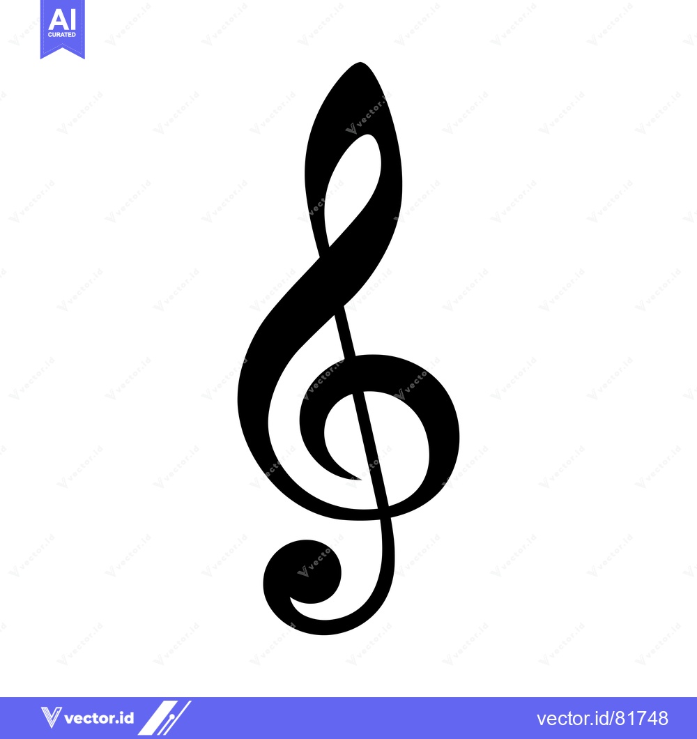 Premium Vector dari A Black and White Treble Clef Symbol