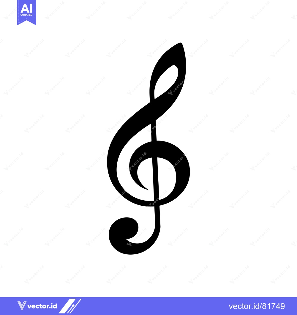 Premium Vector dari Black and White Treble Clef Music Symbol