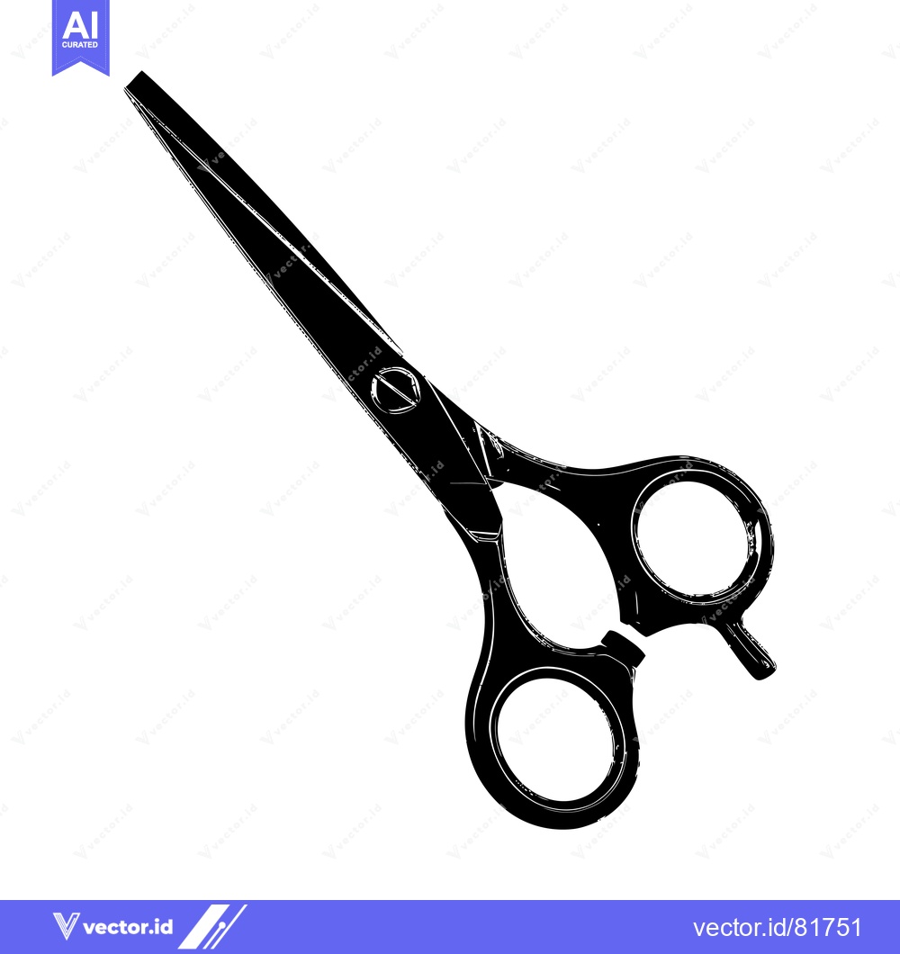 Premium Vector of A Black and White Illustration of a Pair of Scissors