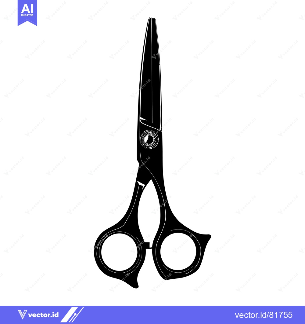 Premium Vector of Black silhouette of a pair of professional hairdressing scissors