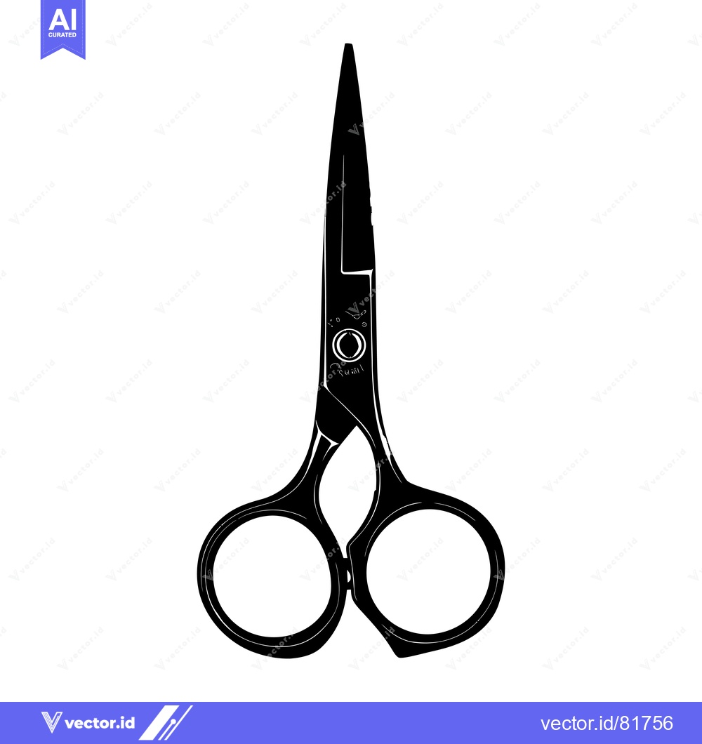 Premium Vector of Black and White Illustration of a Pair of Scissors