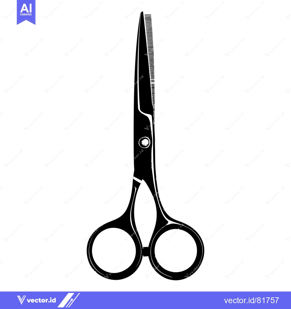 Premium Vector dari Black and White Silhouette of a Pair of Scissors with a Serrated Blade