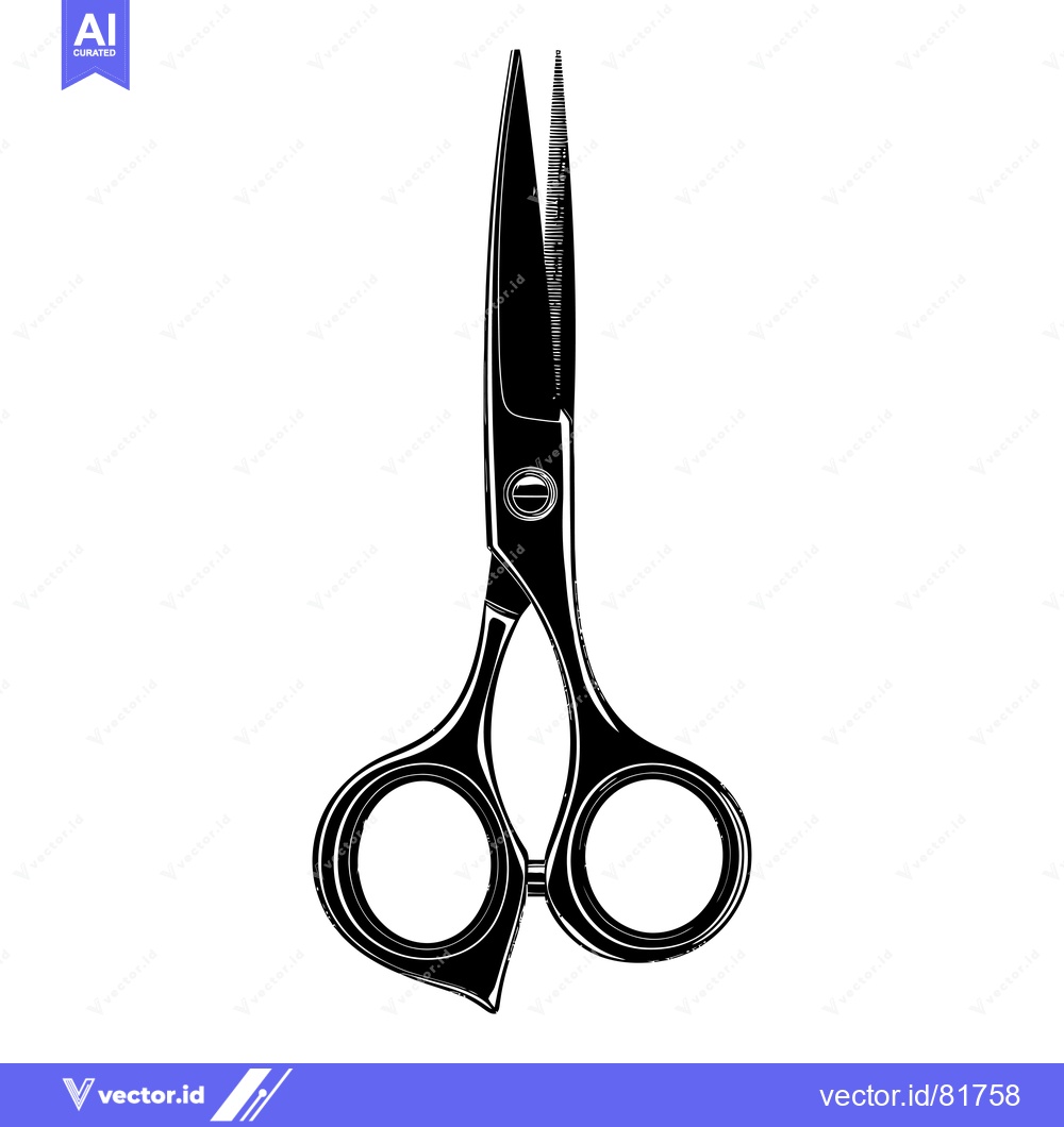 Premium Vector of A Black and White Illustration of a Pair of Scissors