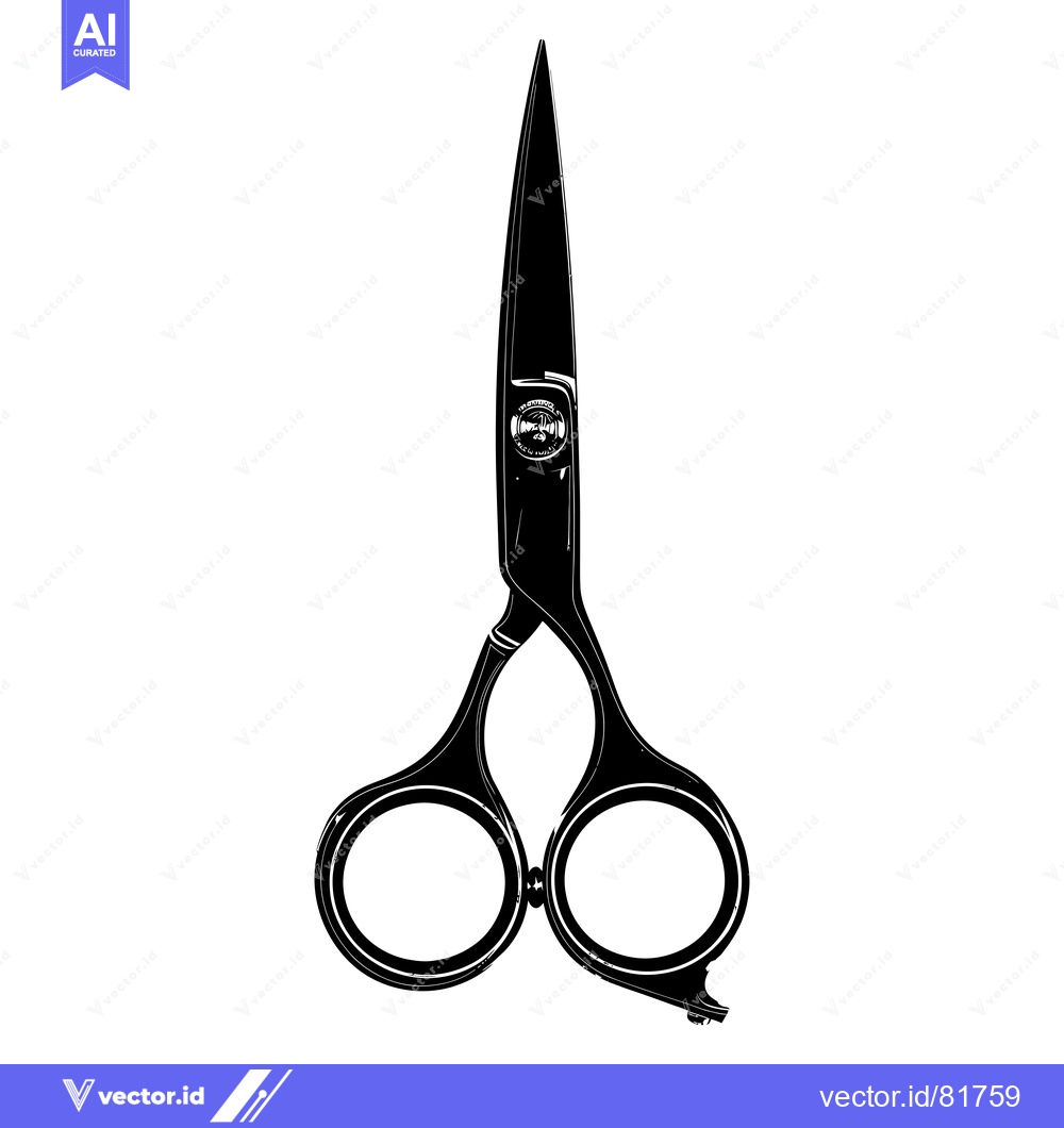 Premium Vector of Black and White Illustration of a Pair of Scissors