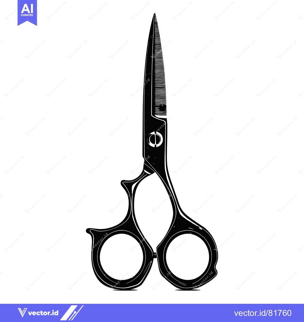 Premium Vector dari A Black and White Illustration of a Pair of Closed Scissors
