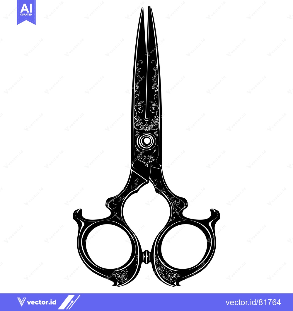 Premium Vector dari Ornate Black Scissors with Intricate Floral Designs