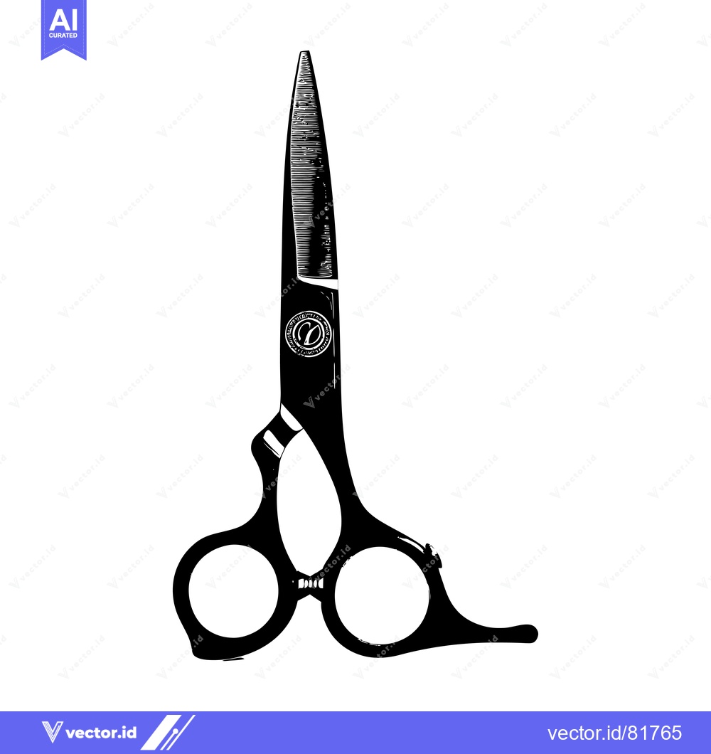Premium Vector of Black and White Illustration of a Pair of Professional Hairdressing Sc