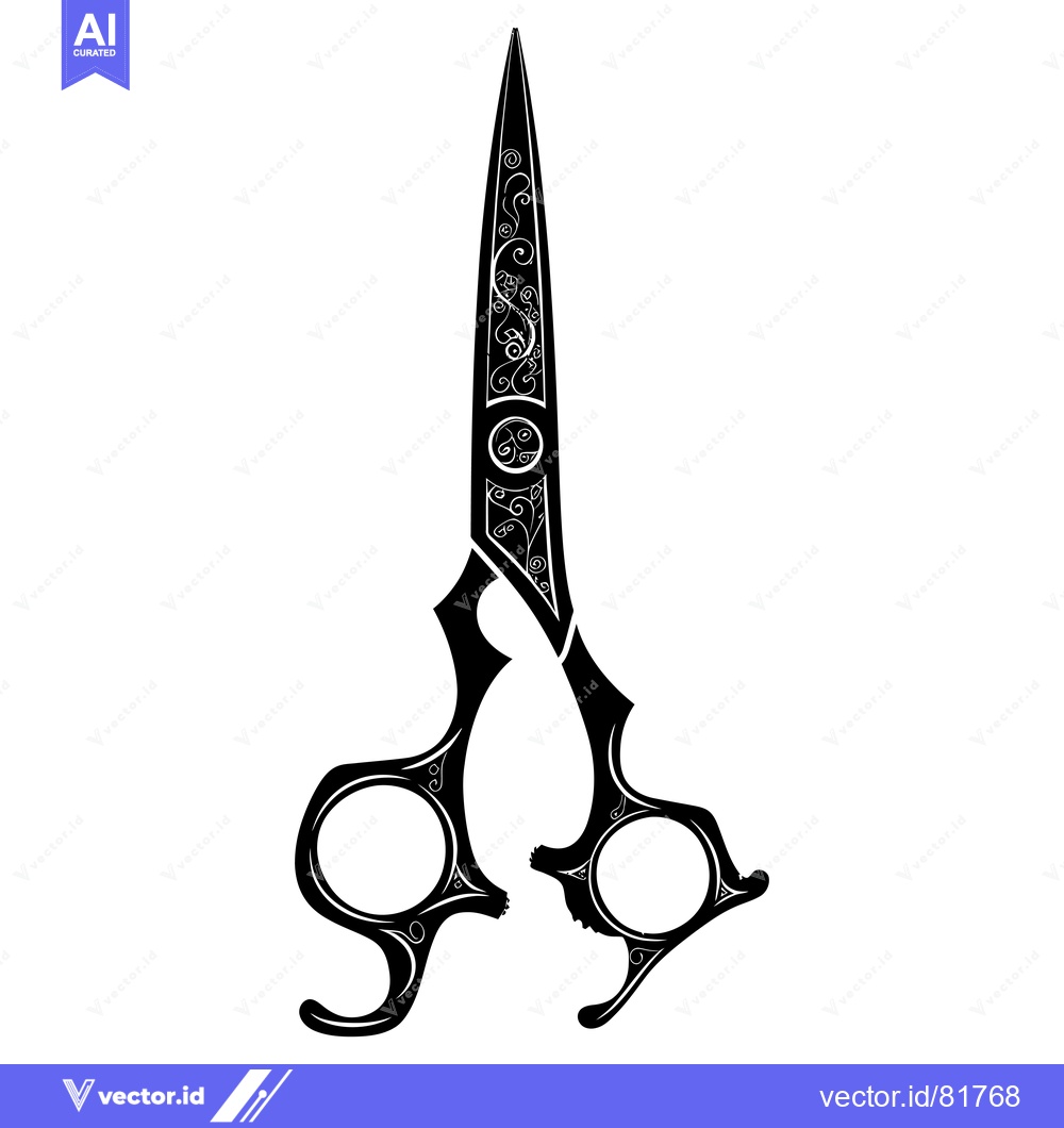 Premium Vector of Ornate Black Scissors with Intricate Floral Design