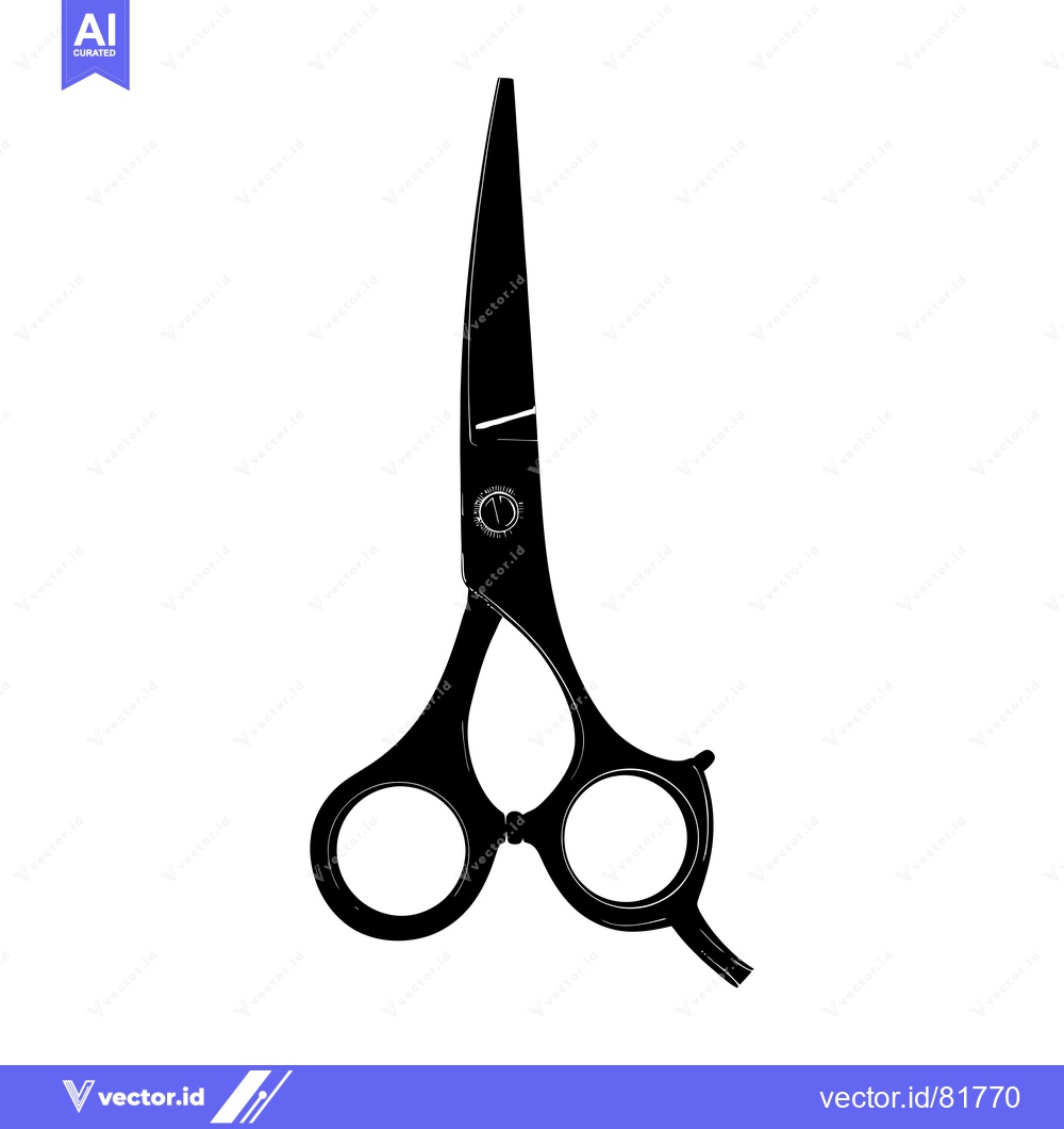 Premium Vector dari Black and White Silhouette of Open Scissors