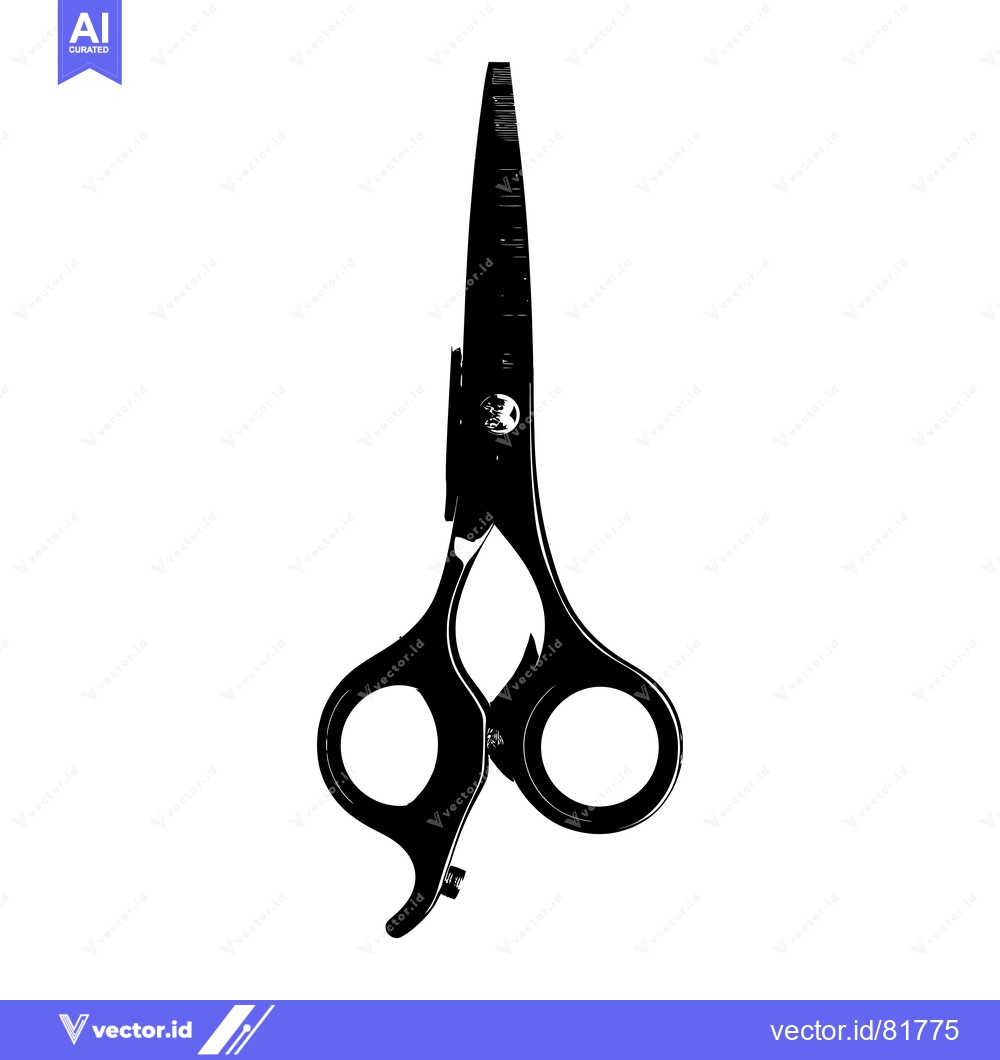 Premium Vector dari Black and White Silhouette of Hairdressing Scissors