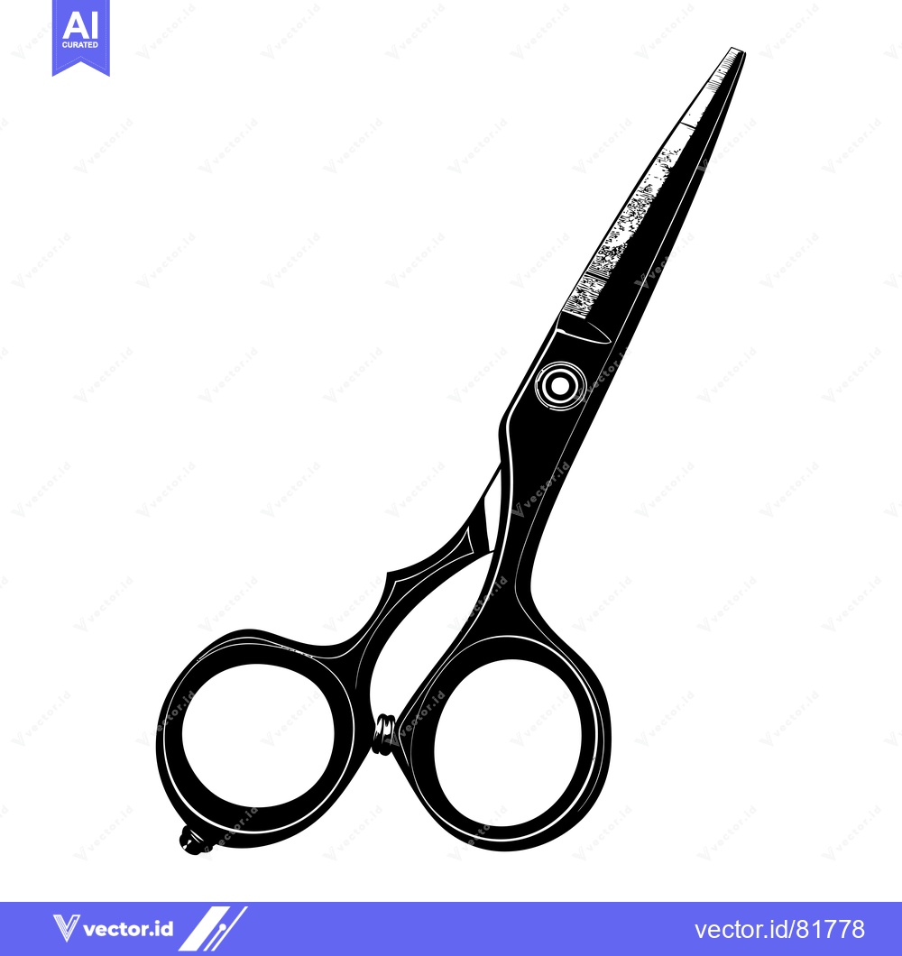 Premium Vector of Black and White Illustration of a Pair of Scissors