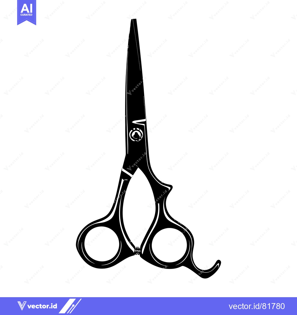Premium Vector of Black and White Silhouette of a Pair of Hairdressing Scissors