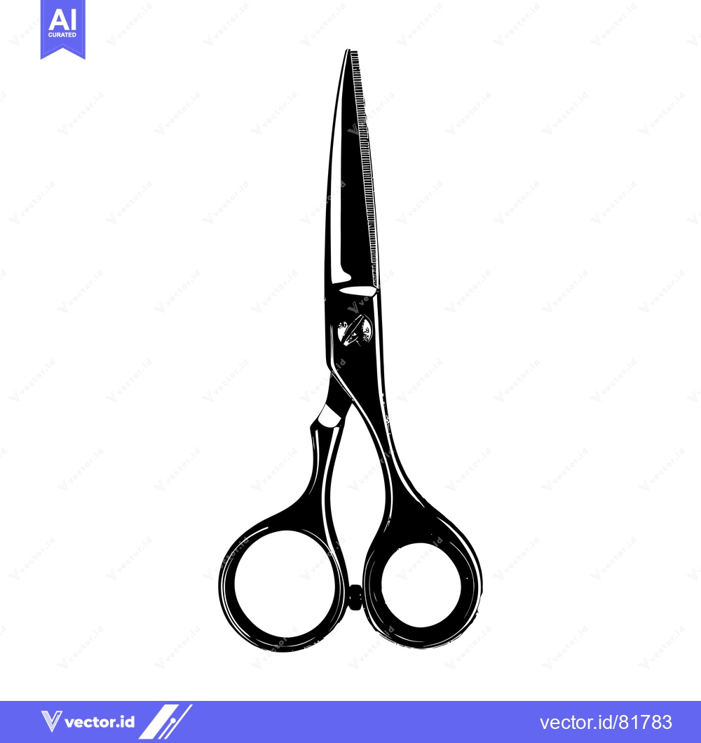 Premium Vector of Black and White Illustration of a Pair of Scissors