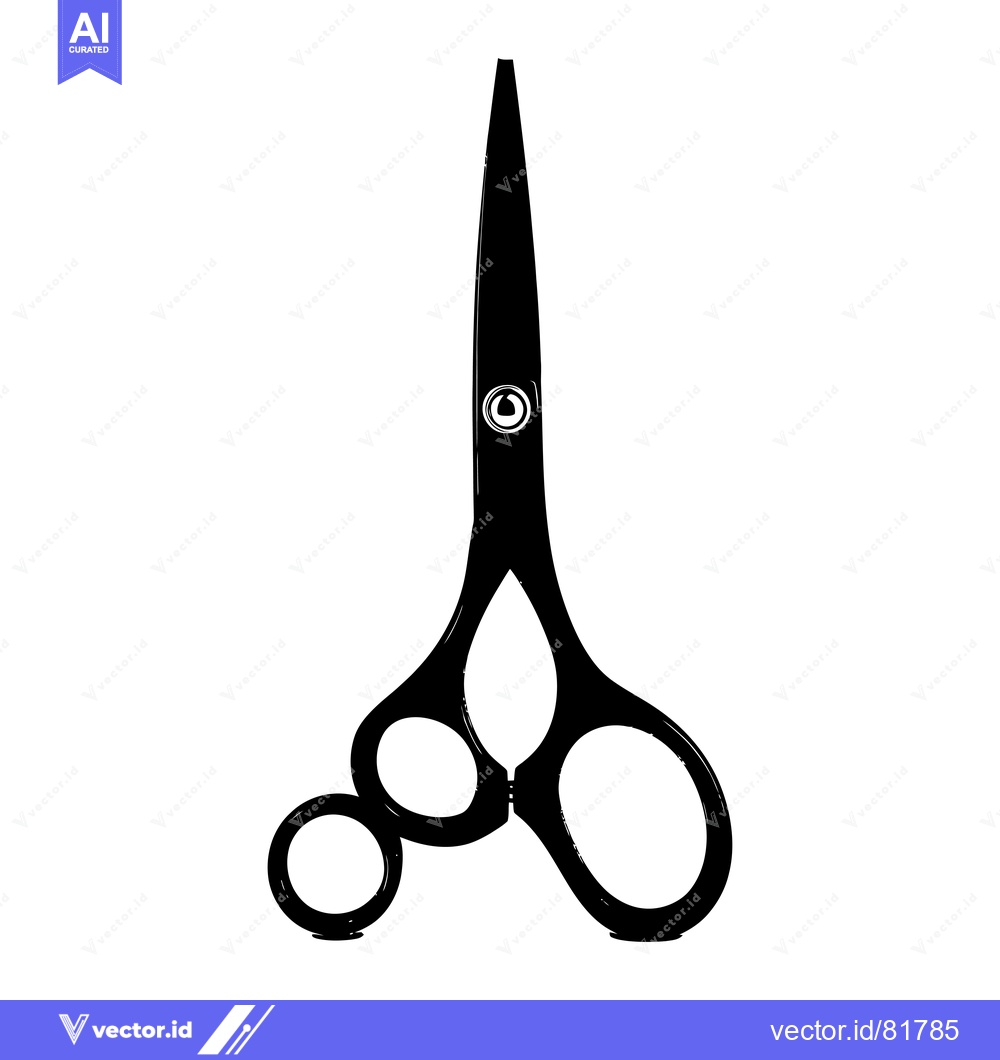 Premium Vector dari Black Scissors with Three Rings on the Handle
