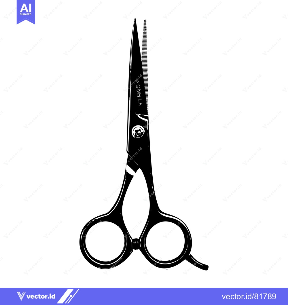 Premium Vector dari Black Hairdressing Scissors with a Single Blade