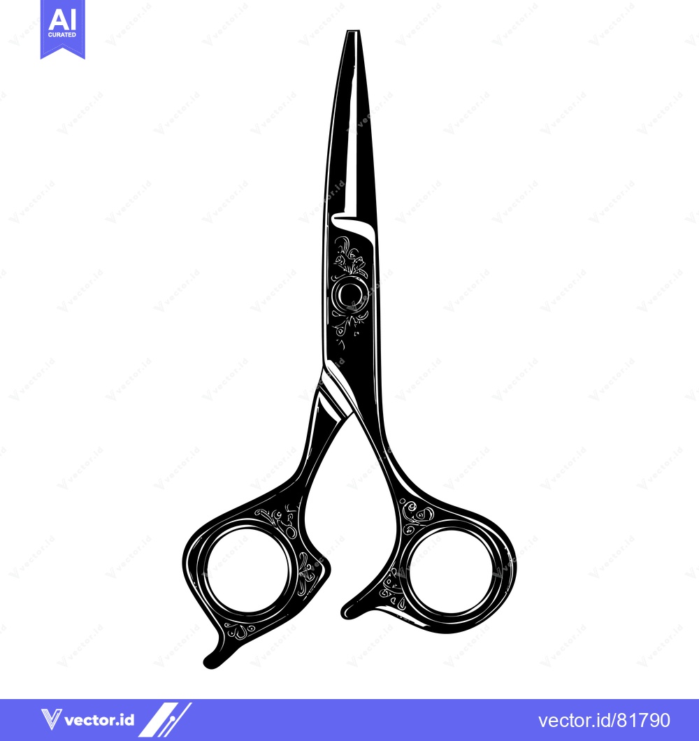 Premium Vector of Ornate Black Scissors with Decorative Detailing