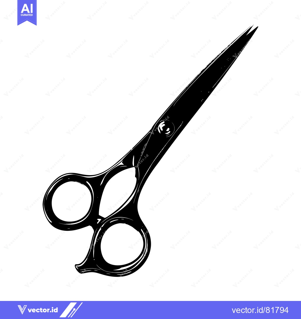 Premium Vector dari Black and White Line Art Illustration of a Pair of Scissors