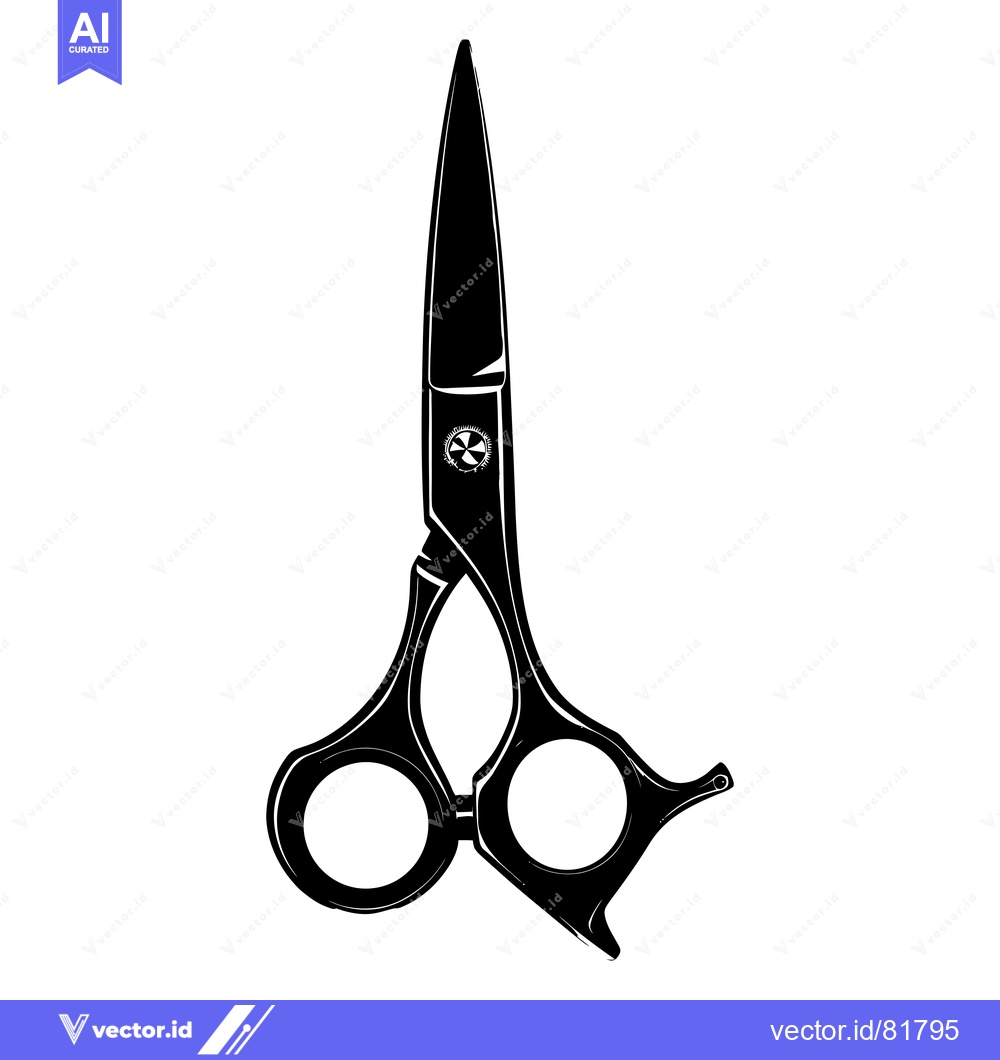 Premium Vector dari Black and white illustration of professional barber scissors