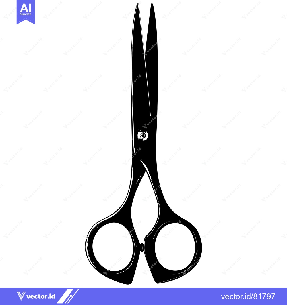 Premium Vector dari Black and White Illustration of a Pair of Scissors