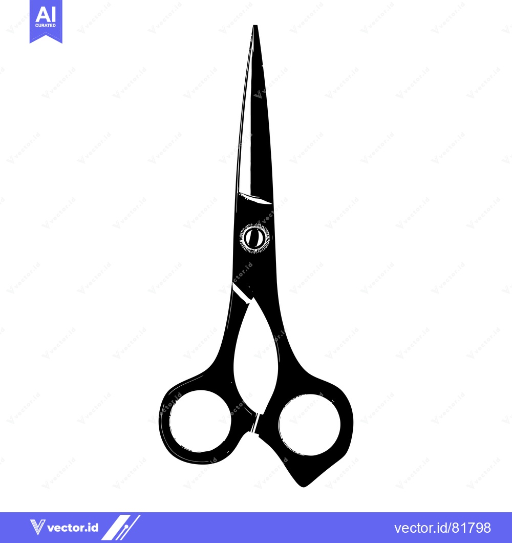 Premium Vector dari Black and White Silhouette of Scissors with Circular Handles