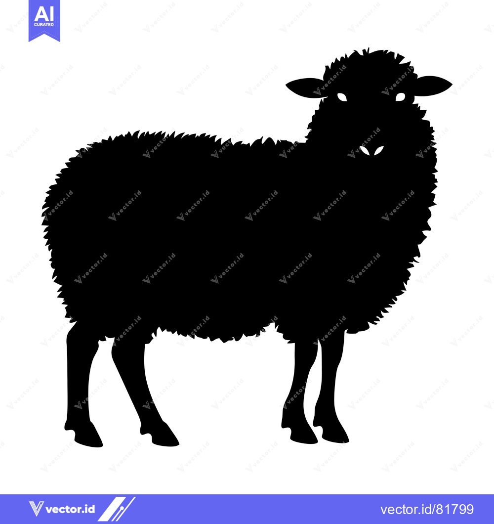 Premium Vector of Black Sheep Silhouette on a White Background