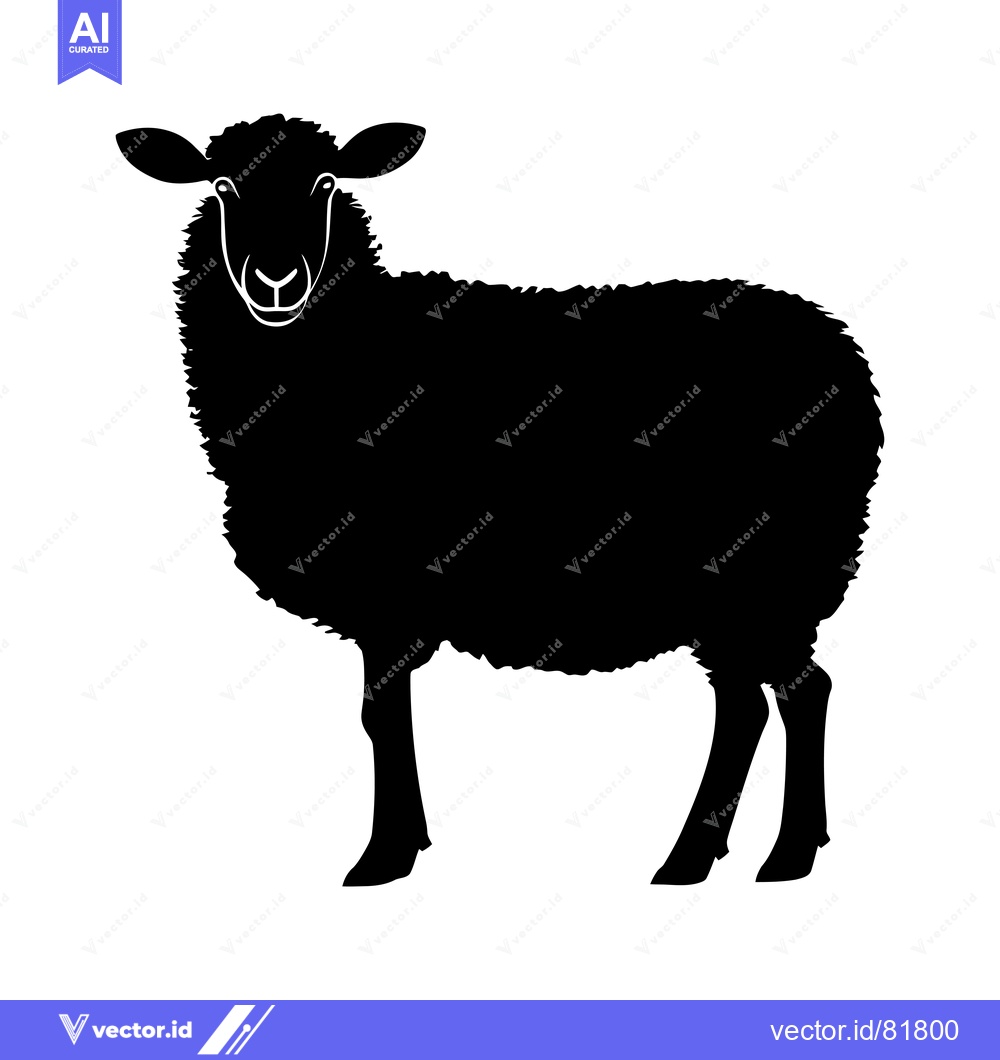 Premium Vector dari Black Silhouette of a Sheep Standing on a White Background