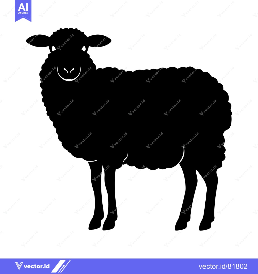 Premium Vector dari Black Silhouette of a Standing Sheep