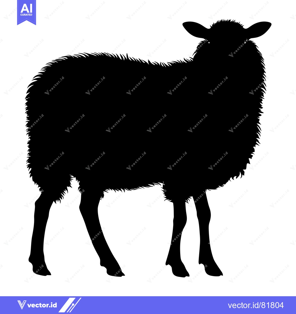 Premium Vector dari Black Silhouette of a Sheep Standing on a White Background