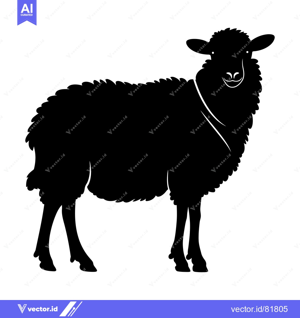 Premium Vector dari Black Silhouette of a Sheep Standing with Its Head Up