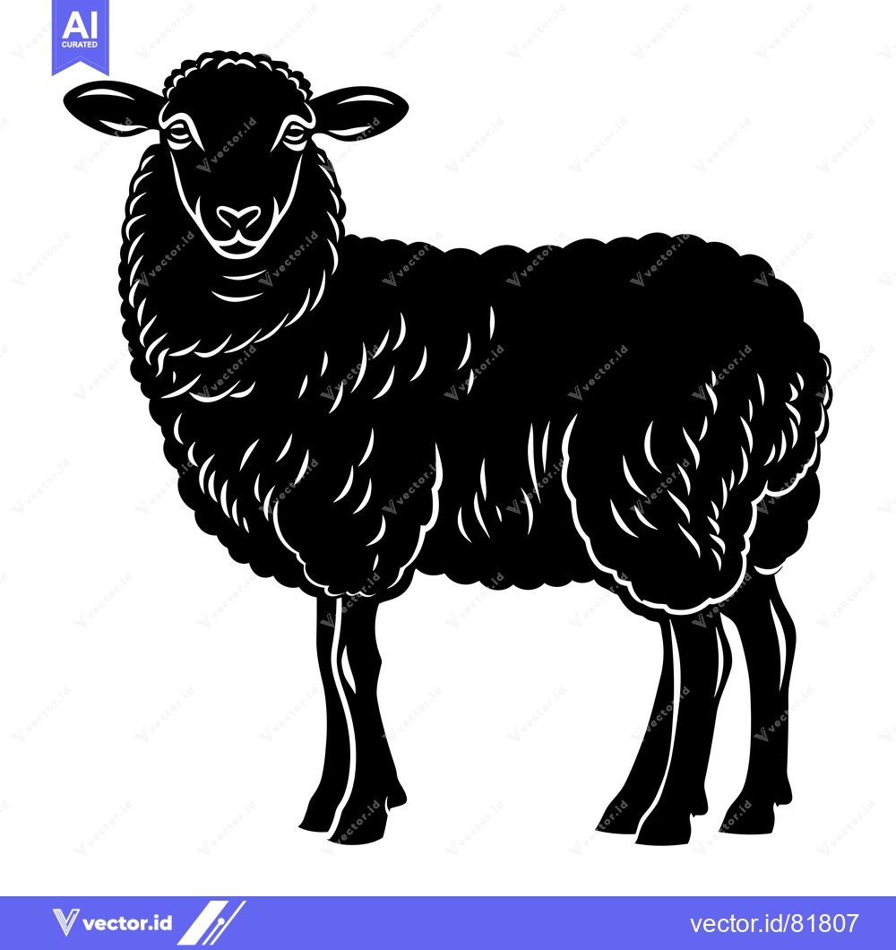 Premium Vector dari Black Sheep Silhouette Standing Isolated on White Background