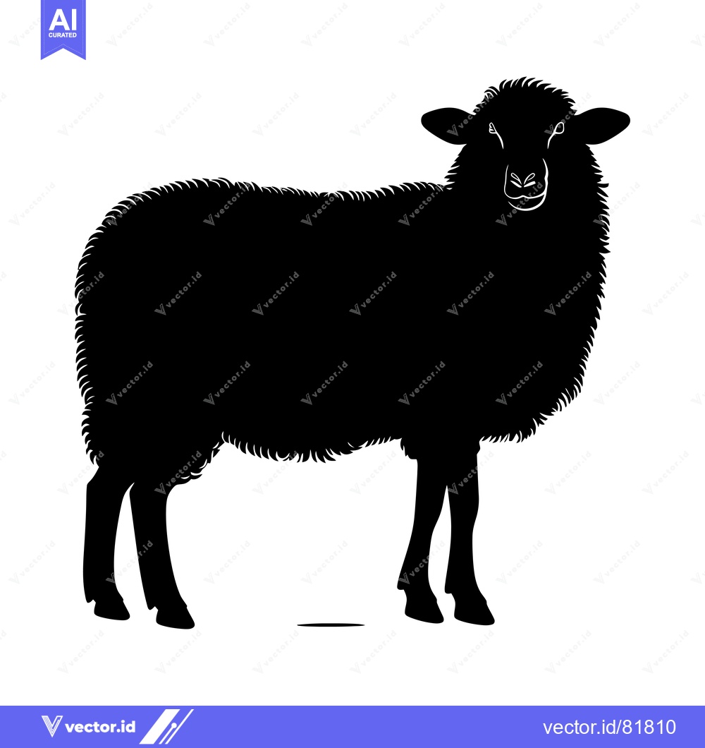 Premium Vector of Black and White Silhouette of a Sheep Standing