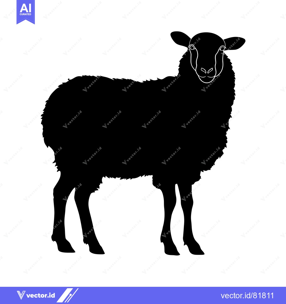Premium Vector of Black and White Silhouette of a Sheep