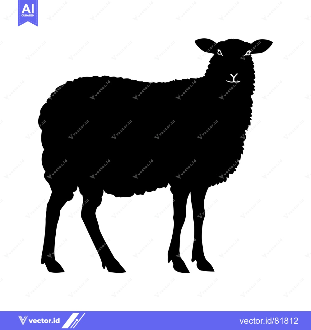 Premium Vector dari Black Silhouette of a Sheep Standing with Its Head Held High