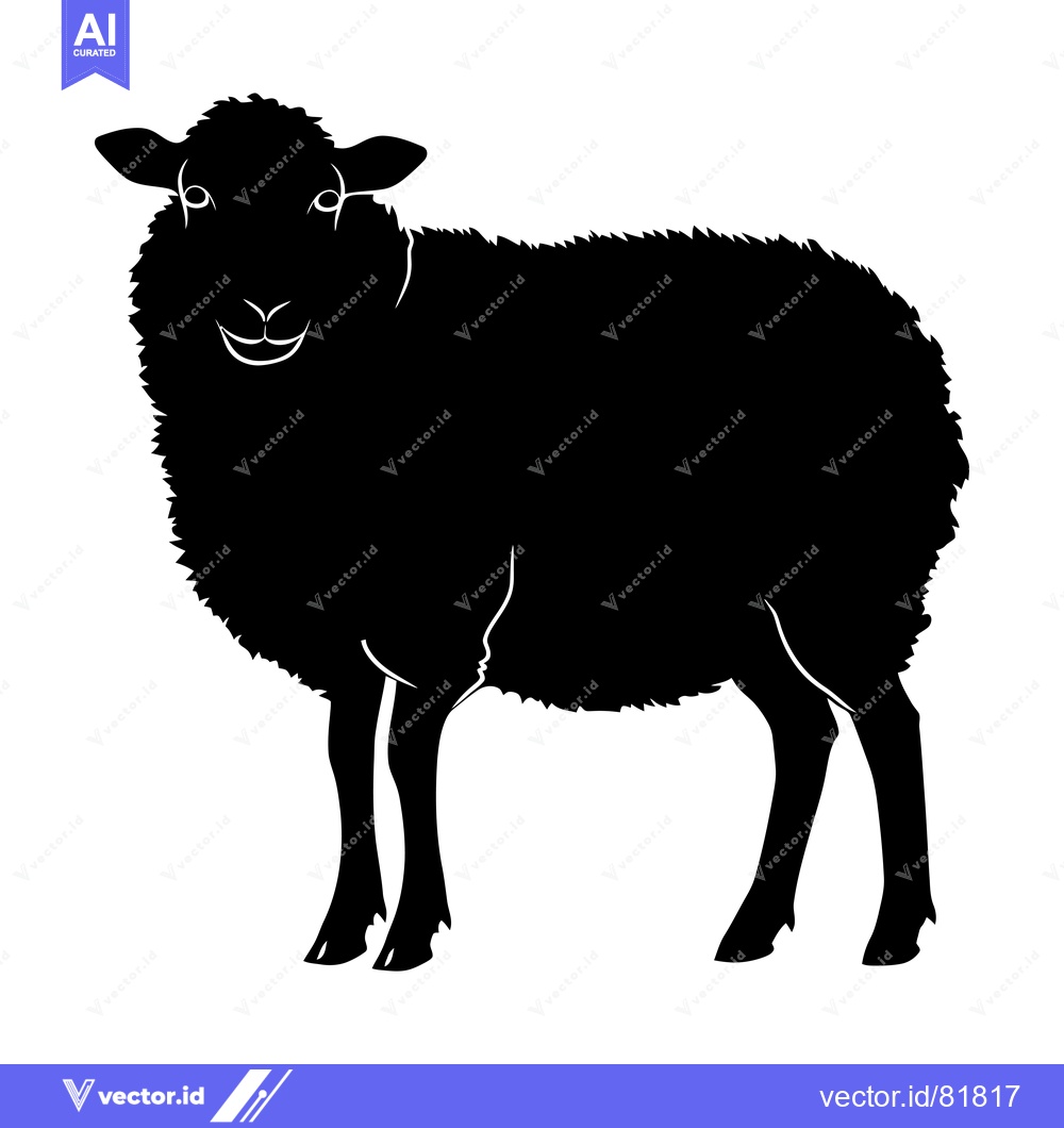 Premium Vector of Black and White Silhouette of a Sheep