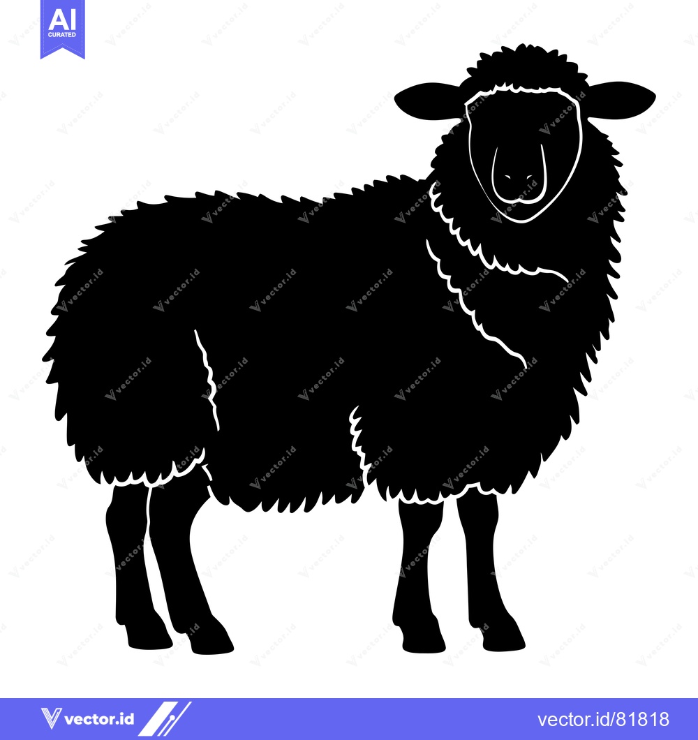 Premium Vector dari Black and White Silhouette of a Sheep