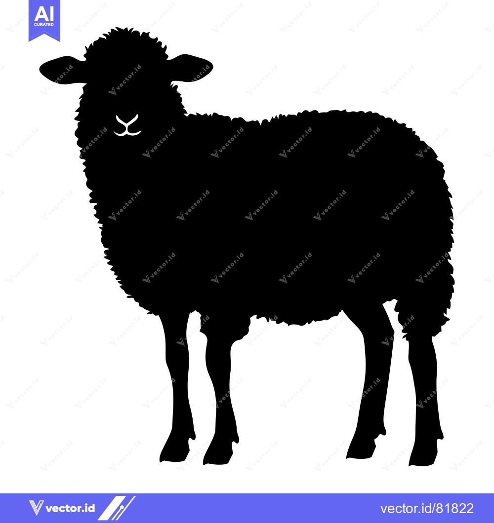 Premium Vector dari Black and White Silhouette of a Sheep