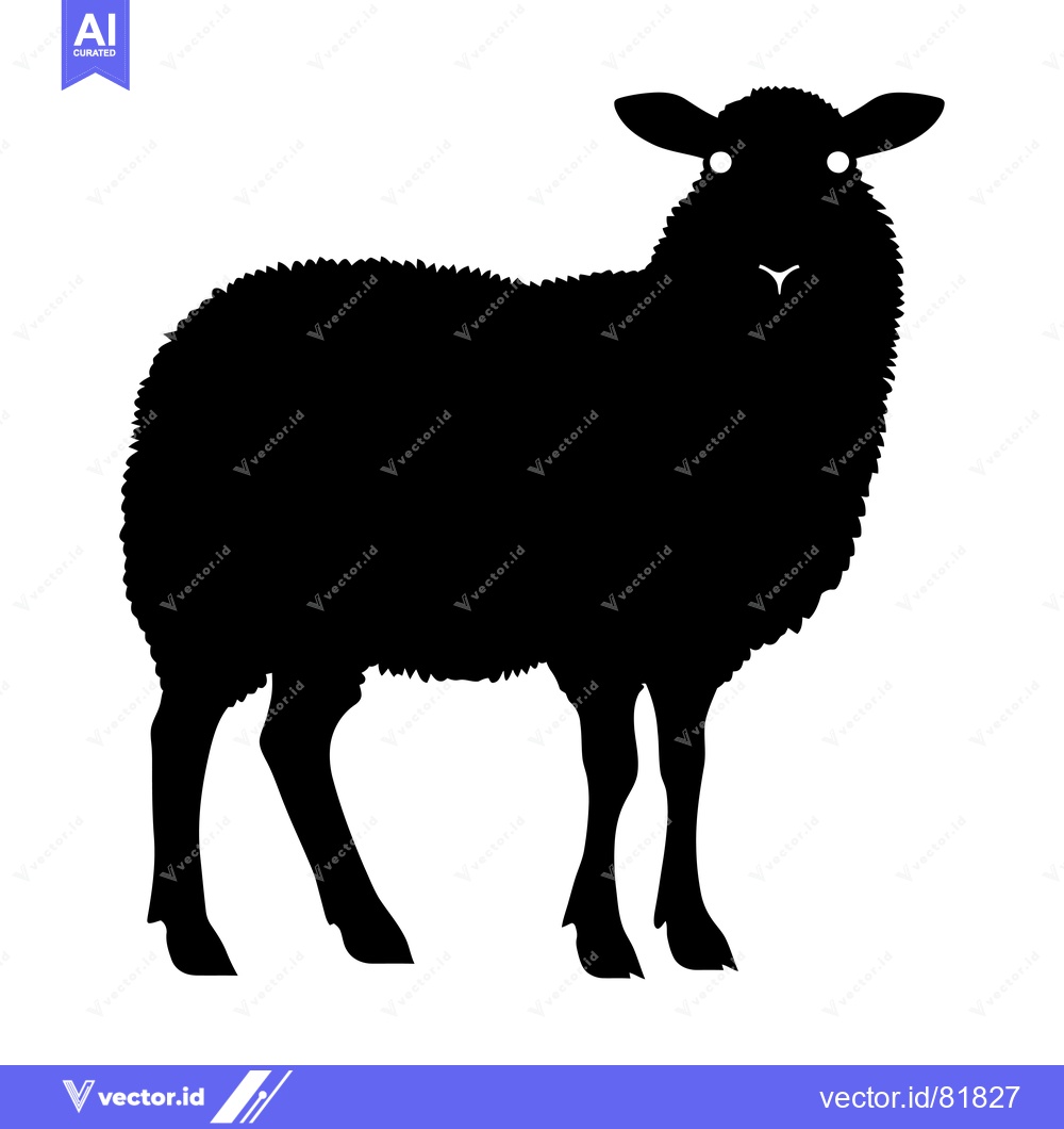 Premium Vector of Black Silhouette of a Sheep Standing on White Background