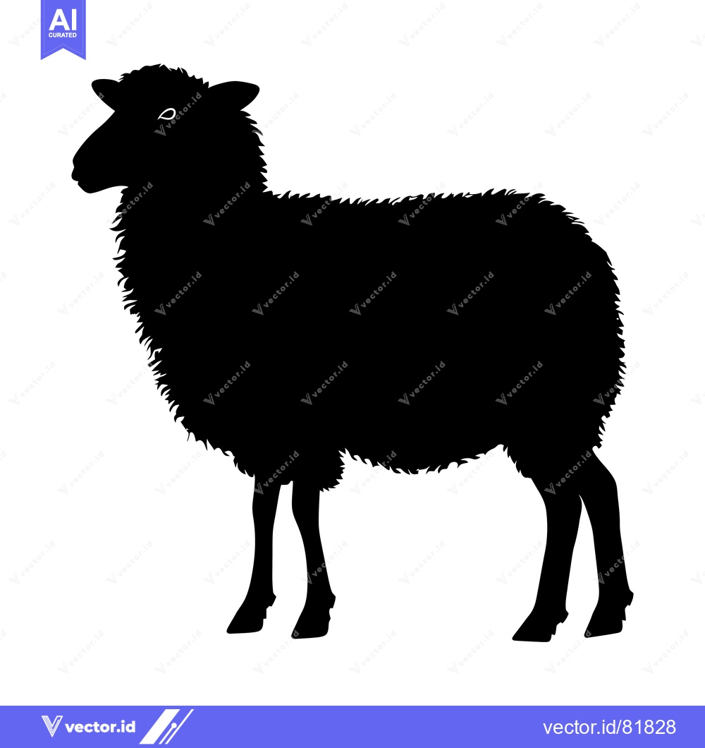 Premium Vector of Silhouette of a Single Sheep Standing on a White Background