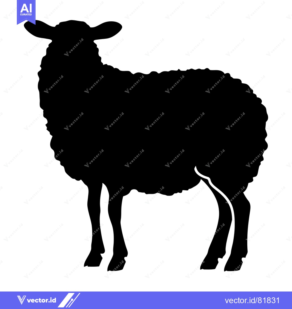Premium Vector dari Black silhouette of a standing sheep