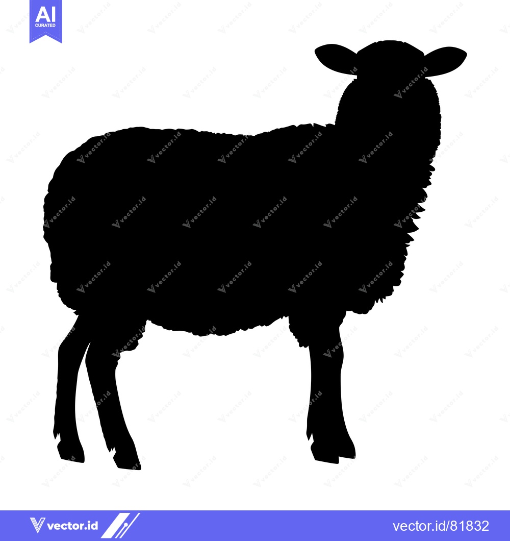 Premium Vector dari Silhouette of a Sheep Standing on a White Background