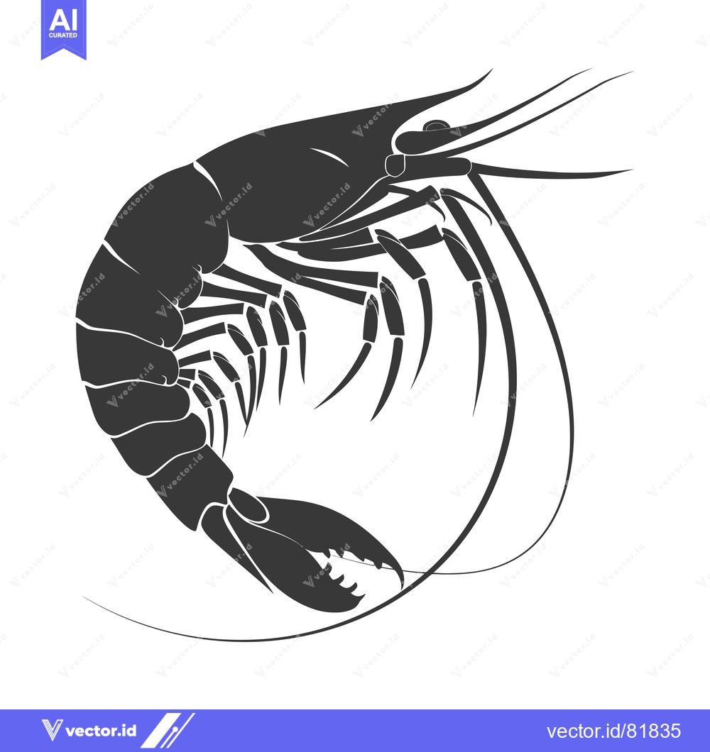 Premium Vector dari Black and White Silhouette of a Shrimp