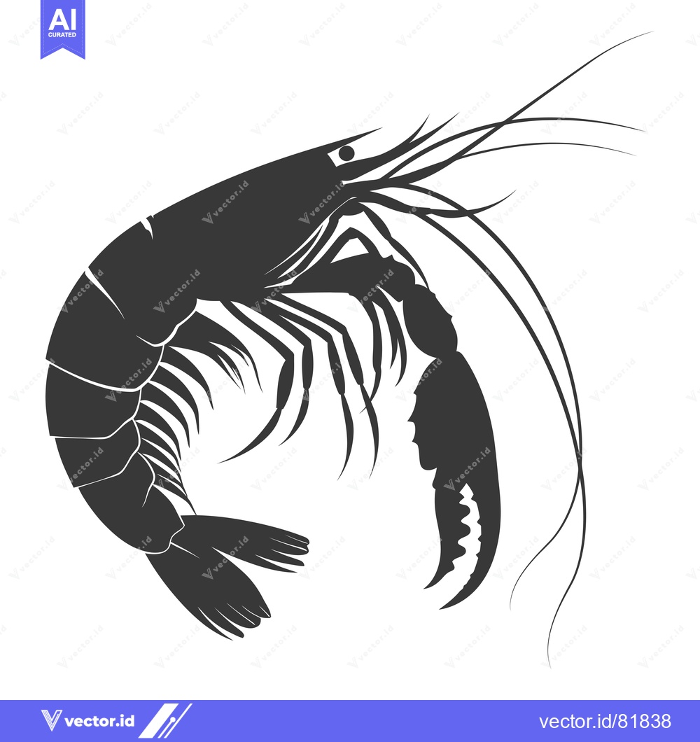 Premium Vector dari Black and White Silhouette of a Shrimp