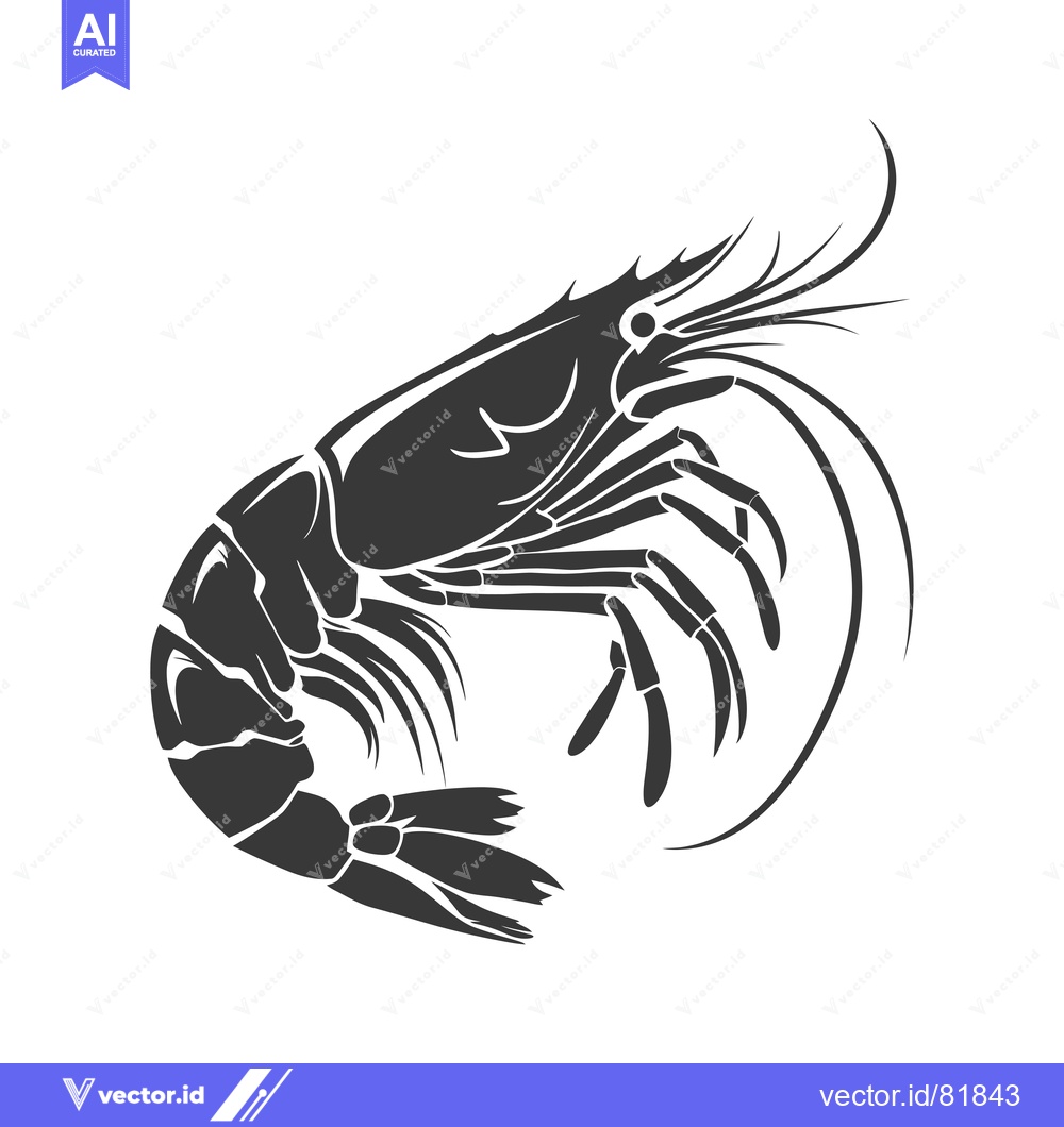 Premium Vector dari Black and White Silhouette of a Shrimp