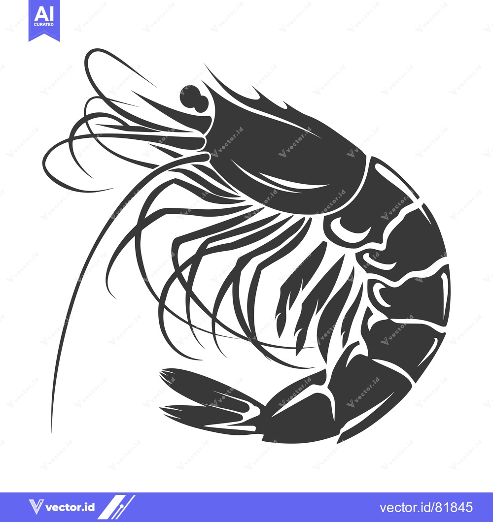 Premium Vector dari Black and White Silhouette of a Shrimp