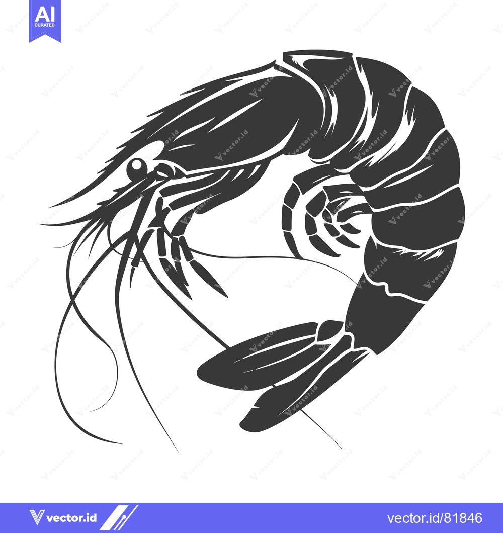 Premium Vector dari Black and White Silhouette of a Shrimp