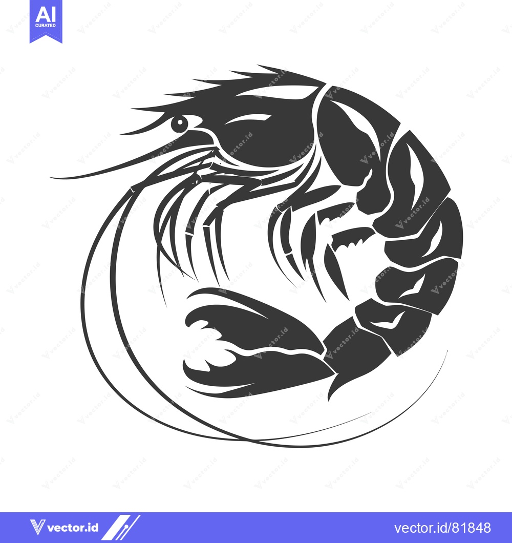 Premium Vector dari Stylized Black and White Shrimp Illustration