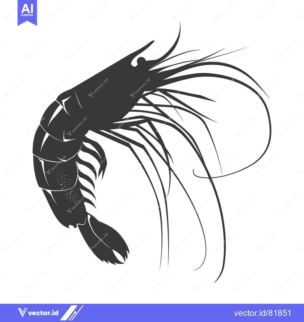 Premium Vector dari A Silhouette of a Shrimp with Detailed Antennas