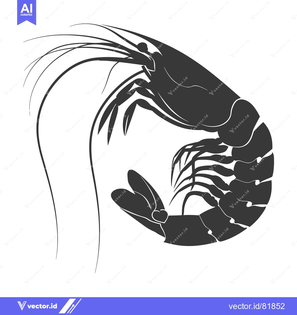 Premium Vector of Black and White Silhouette of a Shrimp in a Curled Position