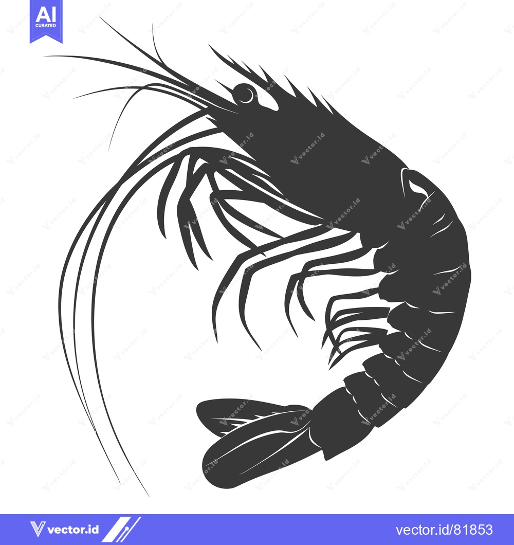 Premium Vector dari Black and White Silhouette of a Shrimp