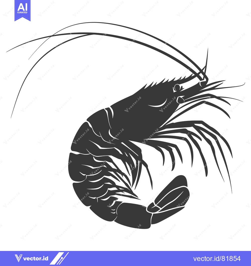 Premium Vector of Black and White Silhouette of a Shrimp